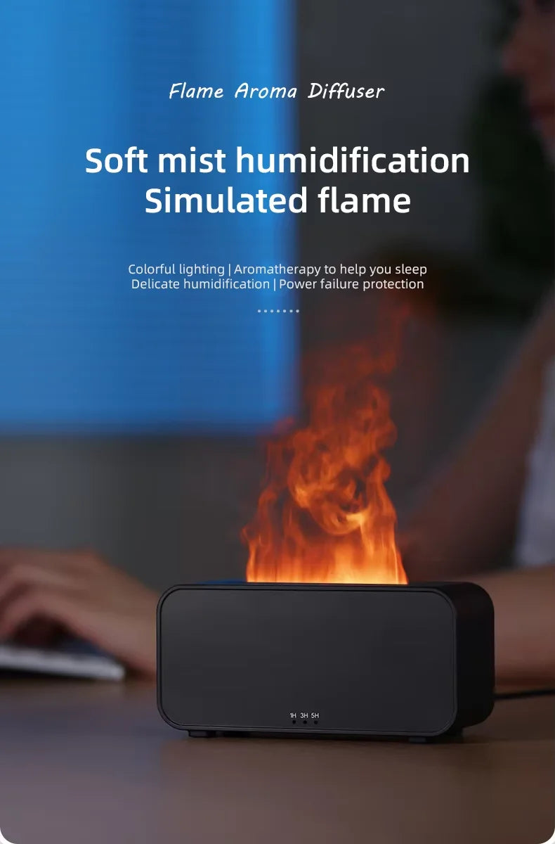 Air Aroma Humidifier Diffuser Essential Oils Humidifiers Mini Flame Automatic Fragrance Diffuser Home Humidifier With LED Light