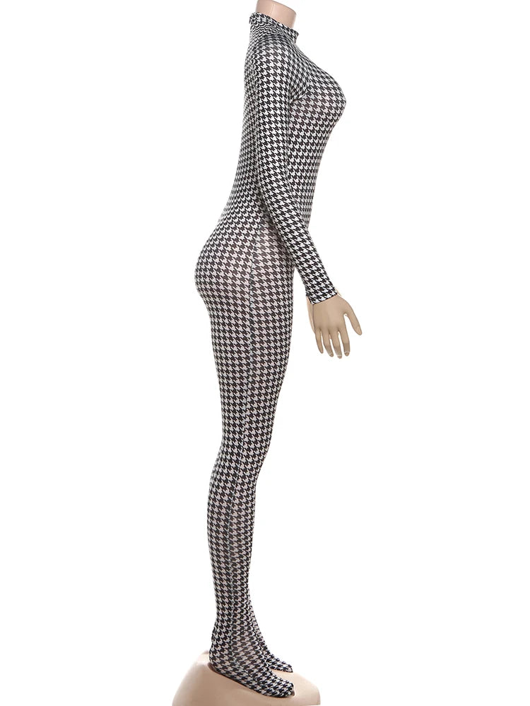 Weird Puss Sexy Foot Jumpsuit Women Snake Print Autumn Trend o-Neck Full Sleeve Stretch Skinny Street Clubwear Zip Slim Overalls