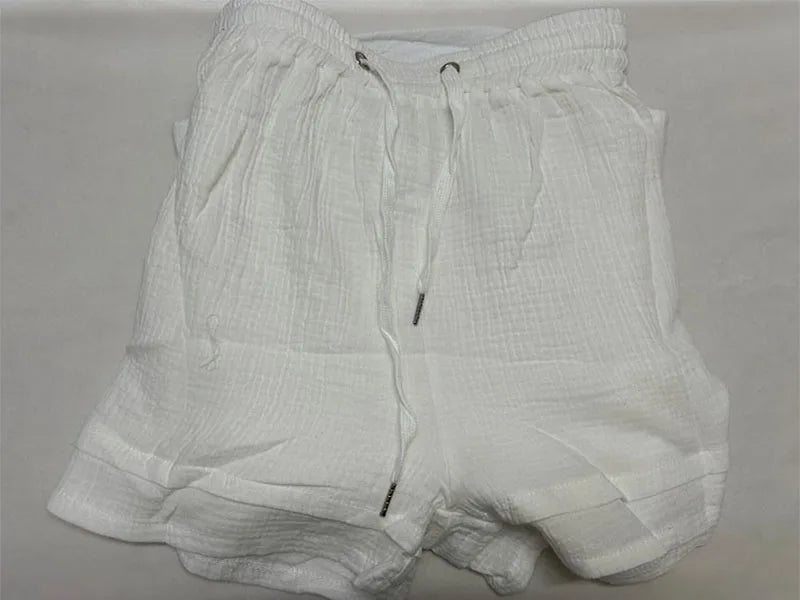 Summer Women's Suit Short Sets Outfits Muslin Suit For Women 2025 Two Piece Female Clothing Solid Button Outfits