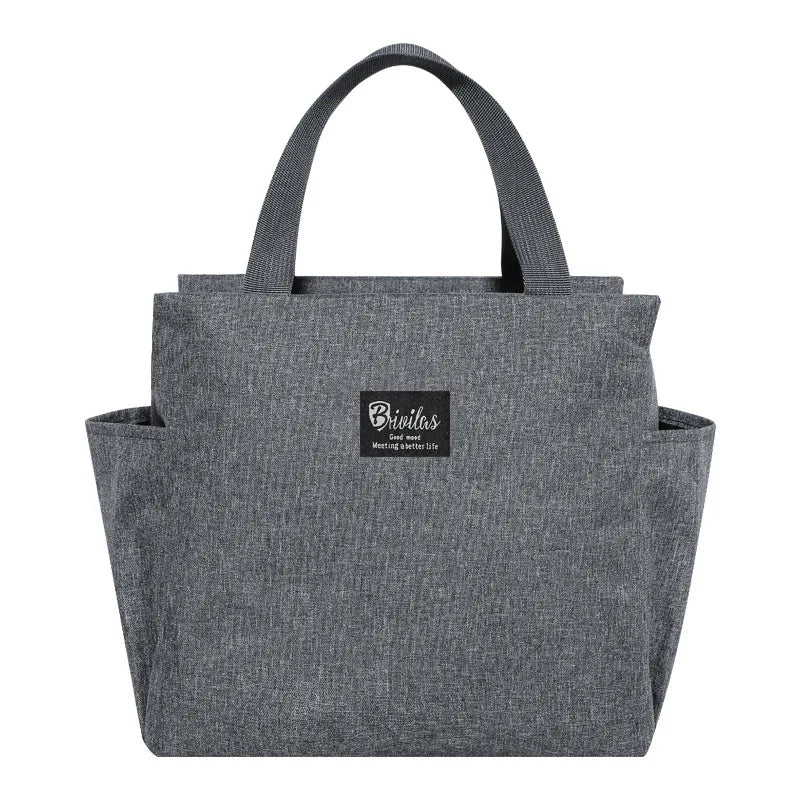 1PC Insulated Lunch Bag With 2 Side Pockets Large Capacity Thermal Lunch Box Bag To School Picnic Work Insulated Freezer Bag