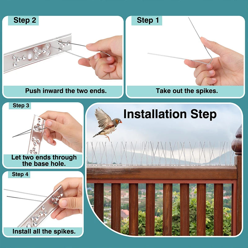 Bird Repellent Spikes Anti Against Birds and Pigeons Hooligans Deterrent Scarecaper Goods Scare Outside Repeller Balconies Pest