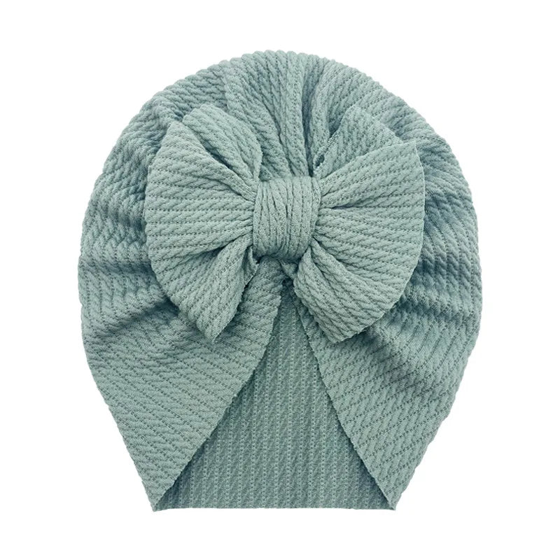 Cute Bow Baby Turban Hat Double Layer Big Bowknot Newborn Hat Soft Warm Elastic Kids Head Beanie Babies Accessories