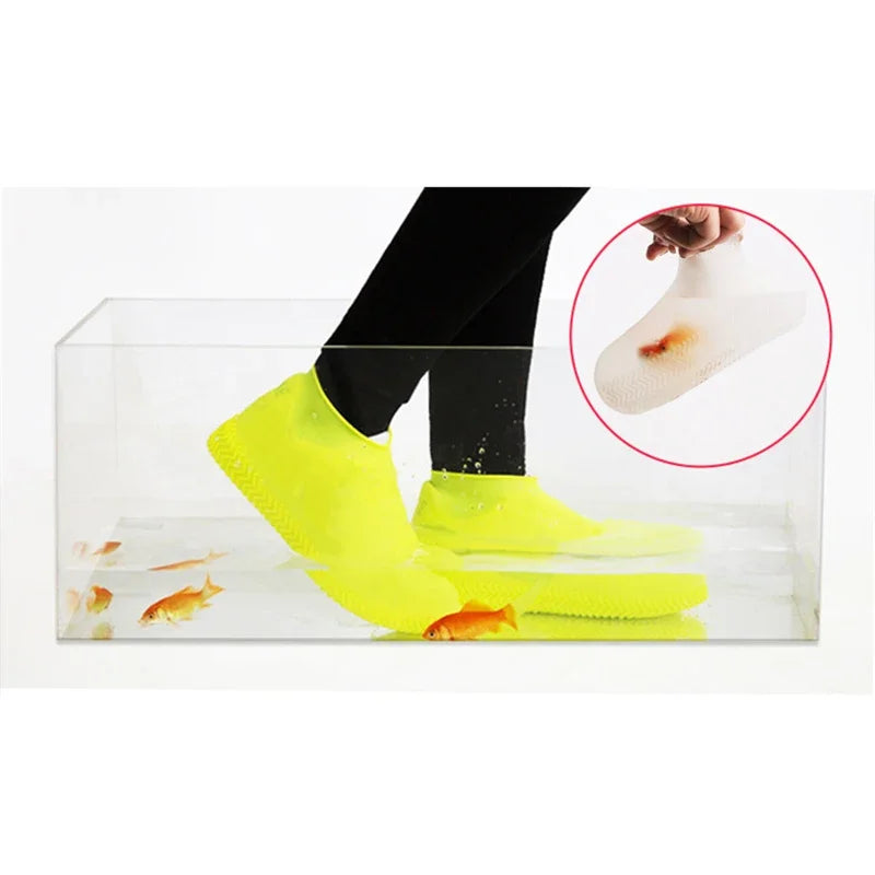 2pcs Waterproof Non-slip Silicone Shoe High Elastic Wear-resistant Unisex Rain Boots for Outdoor Rainy Day Reusable Shoe Cover