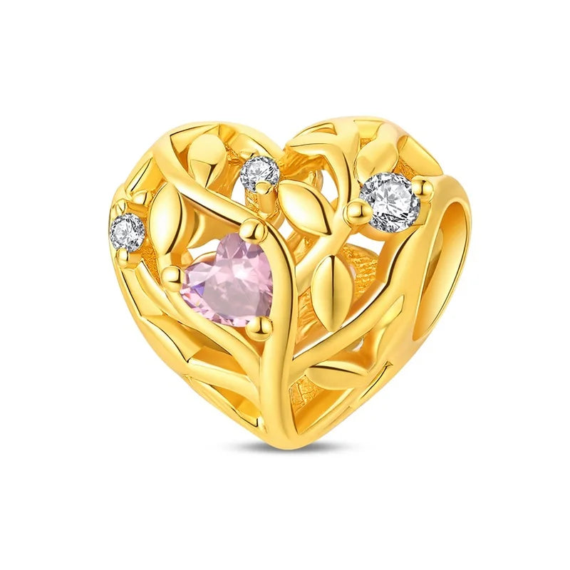 Original 925 Sterling Silver Gold Series DIY Charms Beads Inlaid Zirconium Sun Leopard Pendants Fit Bracelet DIY Jewelry Making
