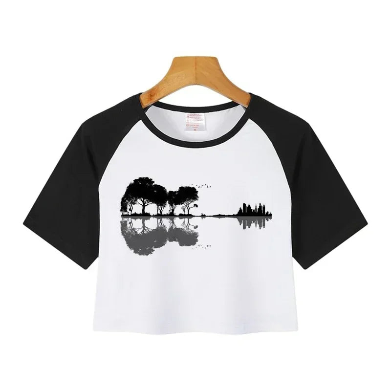 Korean Style Casual Crop Tops 2000s Y2k Print Women Tee Shirt Harajuku GOTH Cropped Mange Tshirt Funny Graphic T-shirt Female
