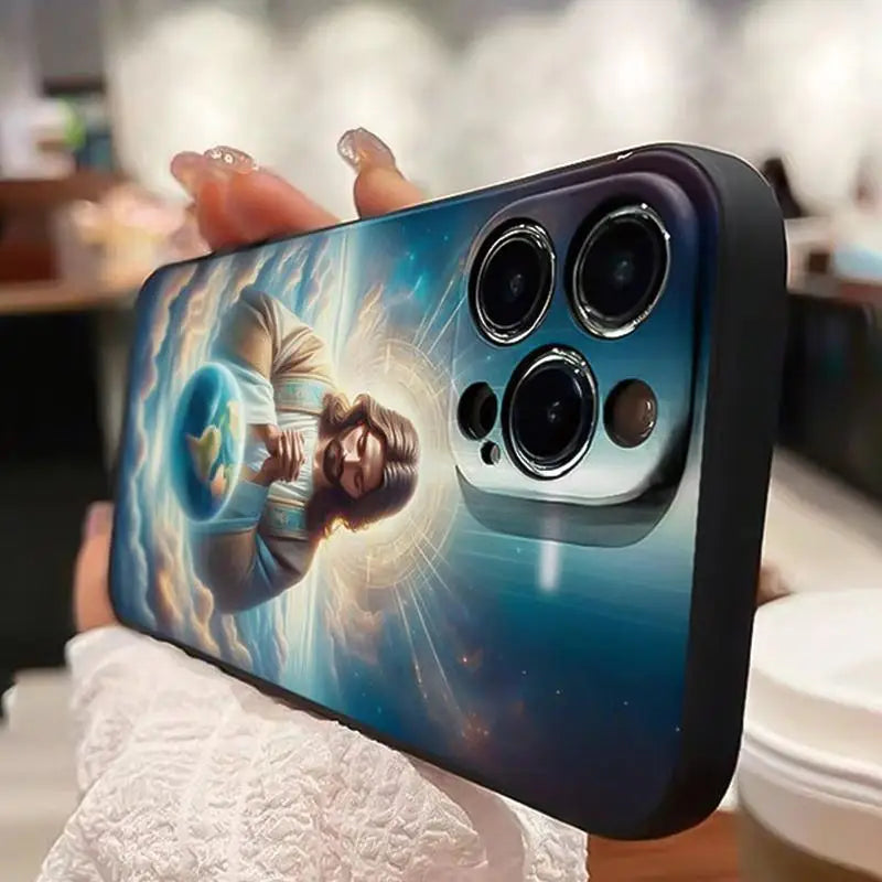 Jesus Pattern Phone Case, Anti-drop Cellphone Protective Case Mobile Phone Cover for IPhone 16 Pro Max 15 Pro 14Plus 13 12 11