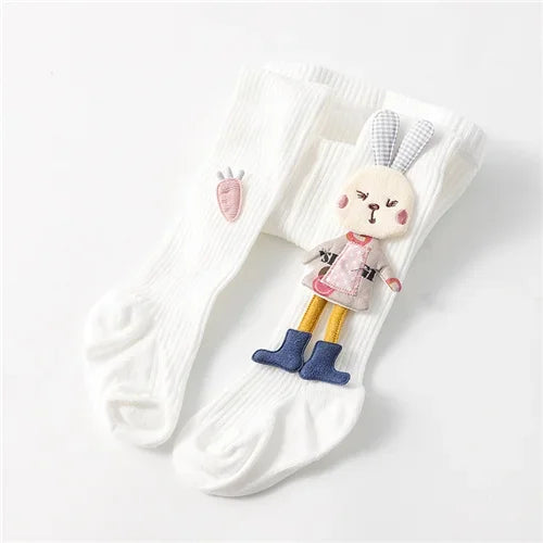 Knitted Tights for Girls Solid Children's Pantyhose Cartoon Rabbit Cotton Soft Kids Girls Tights Autumn Winter 1-7T Trousers New