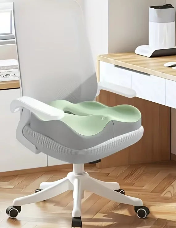 1pc Memory Foam Seat Cushion - 3D Ergonomic Support| Light Green Grey Black Washable Polyester Car Office Essentials