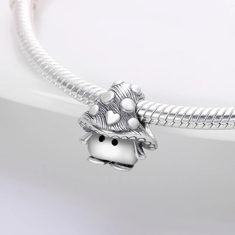 925 Silver Color Mushroom Owl Cat Bone Animal Charms Beads Fit Pandach 925 Original Bracelets Fine DIY Birthday Jewelry Gifts
