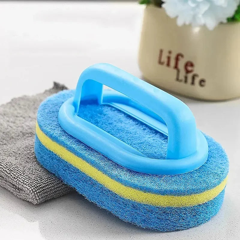 1/2Pcs Pot Washing Kitchen Cleaning Brush with Handle Pot Washing Density Thick Scouring Pad Ceramic Tile Wall Cleaning Brush