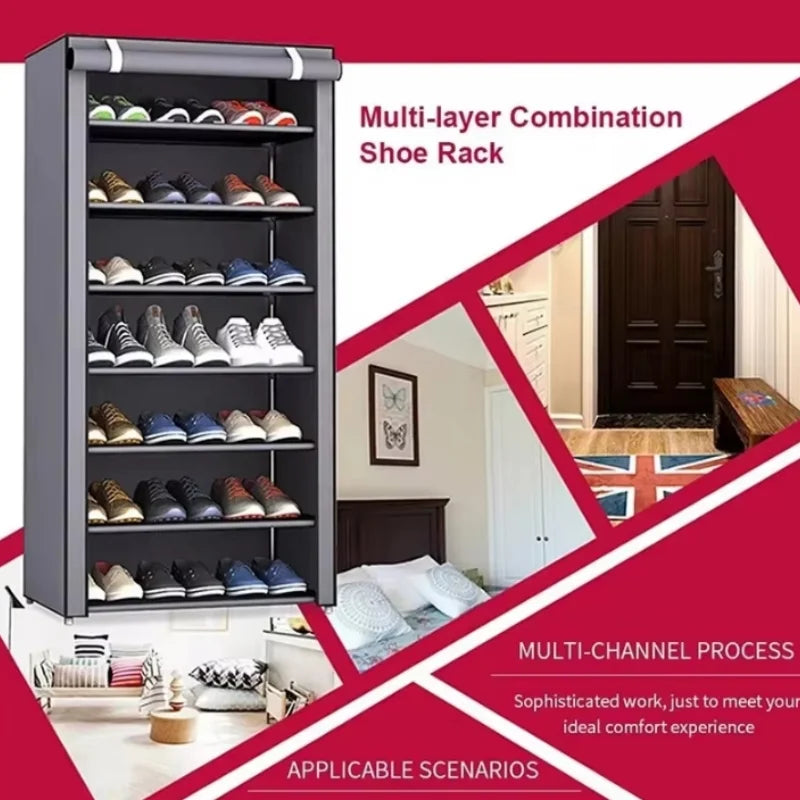 6/8/10 Layers Shoe Rack Organizer Dustproof Shoe Cabinet Multilayer Nonwoven Home Furniture Space-saving Cabinets Shoes Shelf
