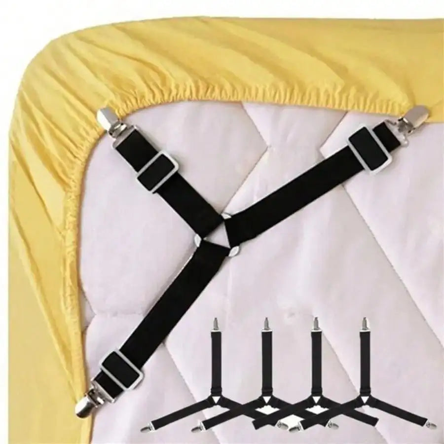 4pcs Triangle Household Bed Sheet Fixers, Adjustable Elastic Sofa BedSheet Fixing Clips, Tablecloth Fixing Belt, Anti-Running Anti-Slip SheetBuckles