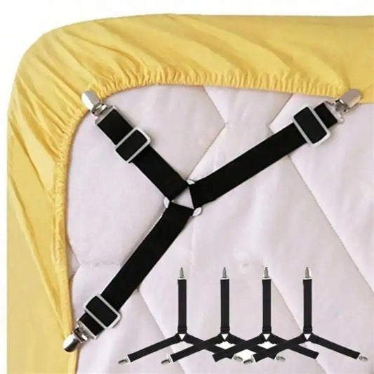 4pcs Triangle Household Bed Sheet Fixers, Adjustable Elastic Sofa BedSheet Fixing Clips, Tablecloth Fixing Belt, Anti-Running Anti-Slip SheetBuckles