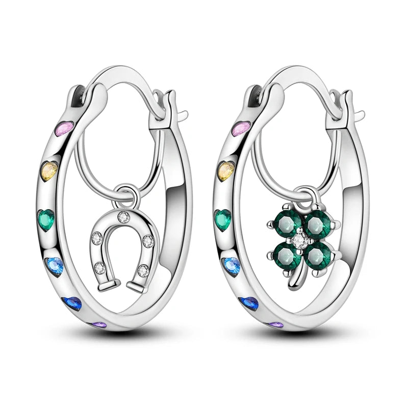 New 925 Sterling Silver Sparkling Zircon Four-Leaf clover Women Earrings Brilliant Wedding Engagement Star Earrings Jewelry Gift
