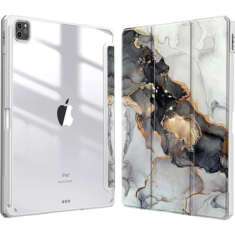Smart PU Case for iPad Air 4th 5th iPad 10th 10.9 Funda iPad Pro air 12th 11th 11" 7th 8th 9th 10.2 2 9.7 10.5 Transparent Cover