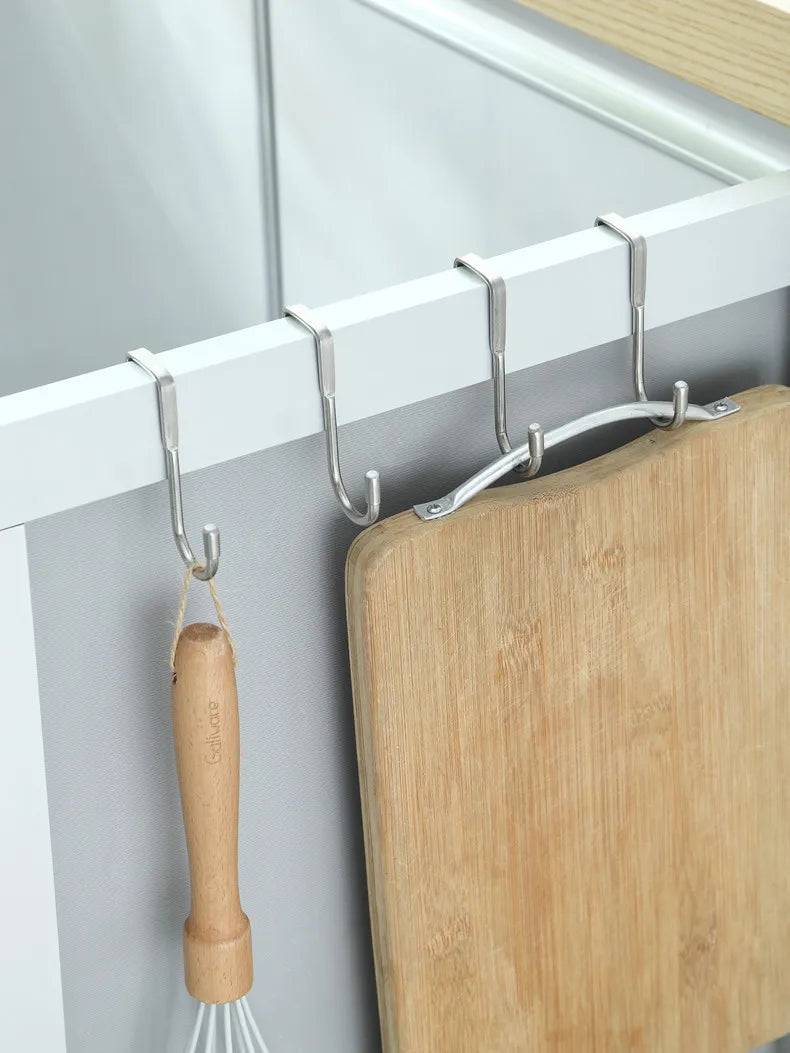 Door Hanger Hook Stainless Steel Double S-Shaped Storage Hook for Bathroom Kitchen Wall Door Organizer Wall Mounted Hooks