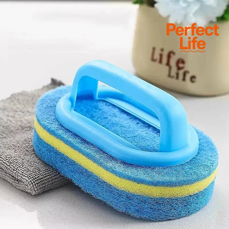 Pot Washing Kitchen Cleaning Brush with Handle - Pot Washing High-Density Thick Scouring Pad Ceramic Tile Wall Cleaning Brush