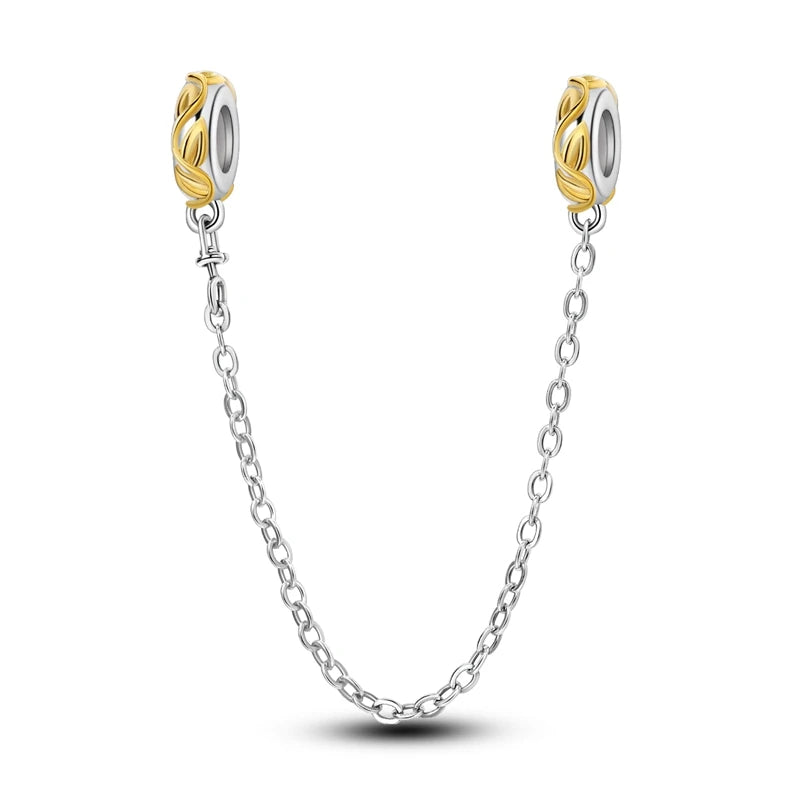 Original 925 Sterling Silver Gold Series DIY Charms Beads Inlaid Zirconium Sun Leopard Pendants Fit Bracelet DIY Jewelry Making