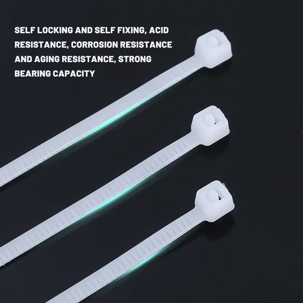 Nylon Cable Ties Adjustable Self-locking Cord Ties Straps Fastening Loop Reusable Plastic Wire Ties For Home Office