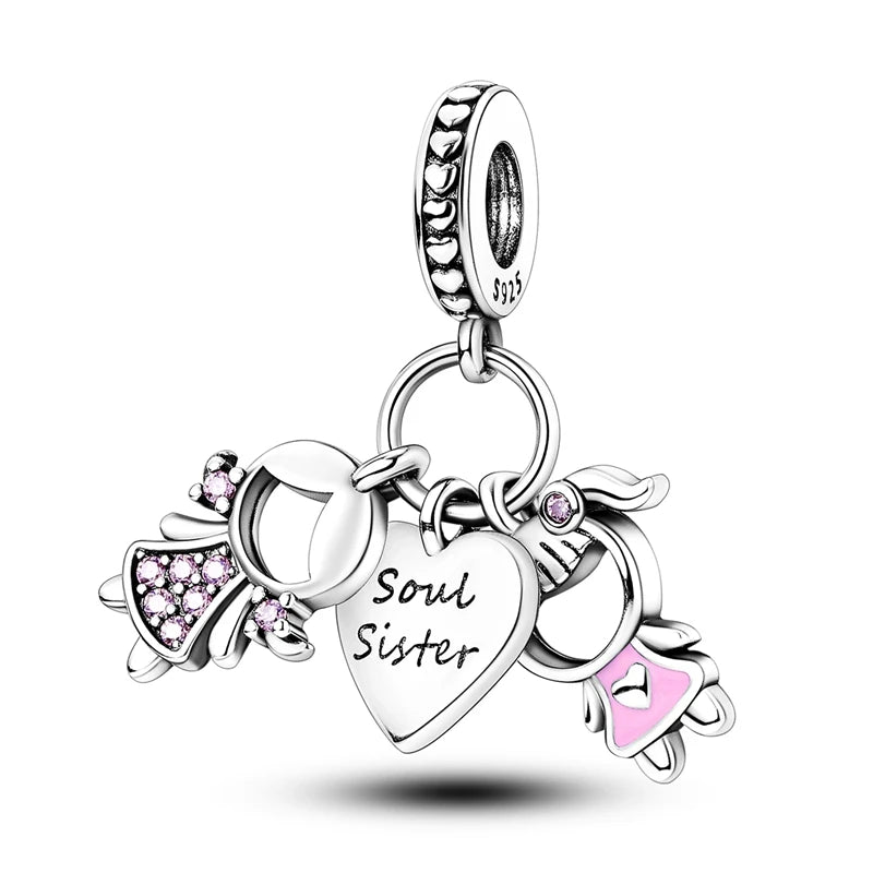 Pink Charms Original 925 Sterling Silver Heart Bow Perfume Bottle Charms Beads Pendants Fit Bracelet DIY Women Jewelry Making