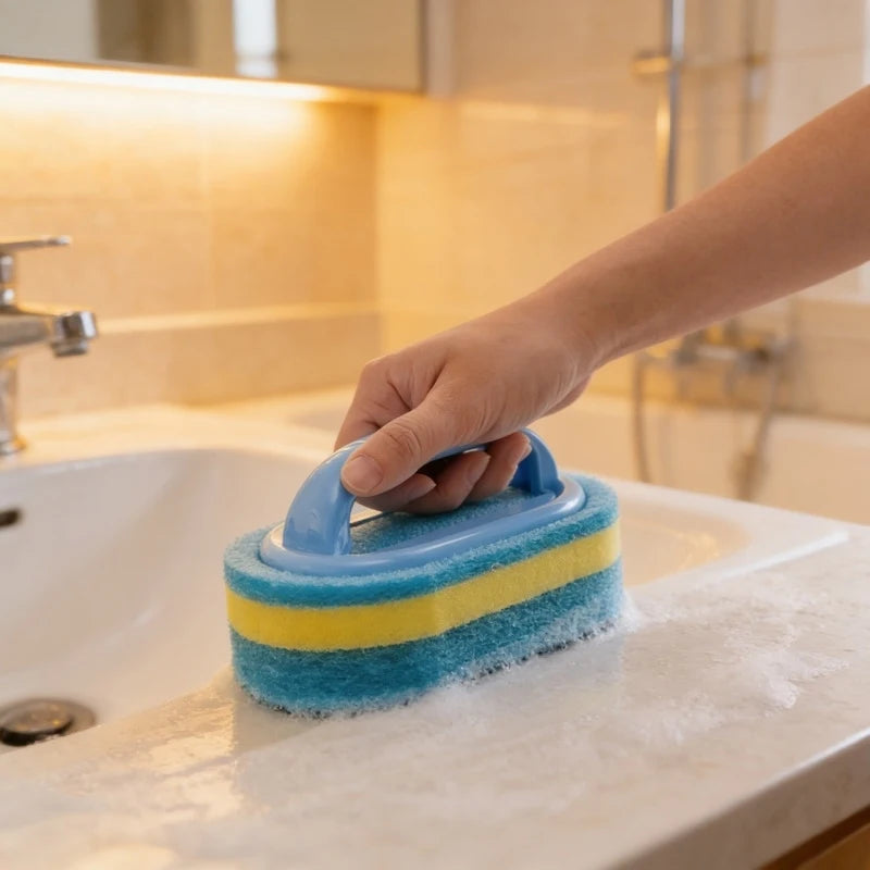 1/2Pcs Pot Washing Kitchen Cleaning Brush with Handle Pot Washing Density Thick Scouring Pad Ceramic Tile Wall Cleaning Brush