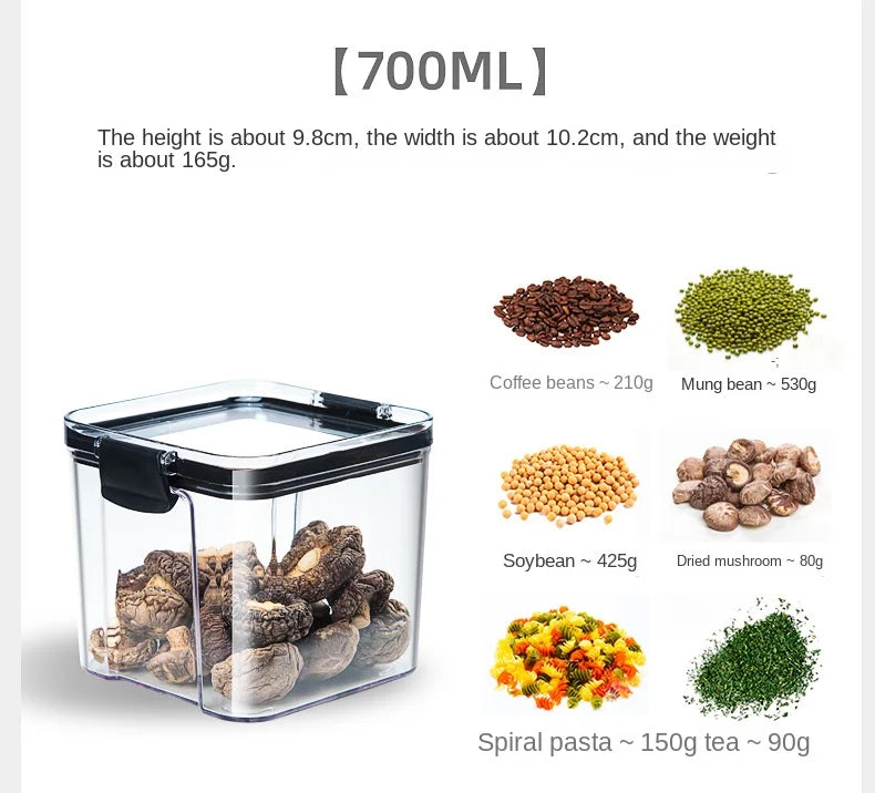1-4PCS Sealed Jars Kitchen Organizer Grain Storage Boxes Large Capacity Sealed Container Seasoning Jars Set Fresh-keeping Tank