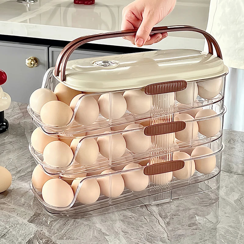1pc egg storage box, automatic rolling refrigerator egg rack storage, hand-held egg refrigerator side door storagerack