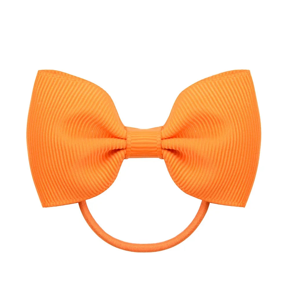 2.75 Inch Small Ribbon Bows With Elastic Hair Bands For Kids Girls Ponytail Solid Color Bowknot Hair Ropes Ties Hair Accessories