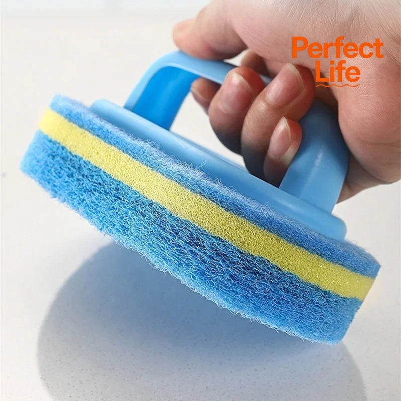 Pot Washing Kitchen Cleaning Brush with Handle - Pot Washing High-Density Thick Scouring Pad Ceramic Tile Wall Cleaning Brush