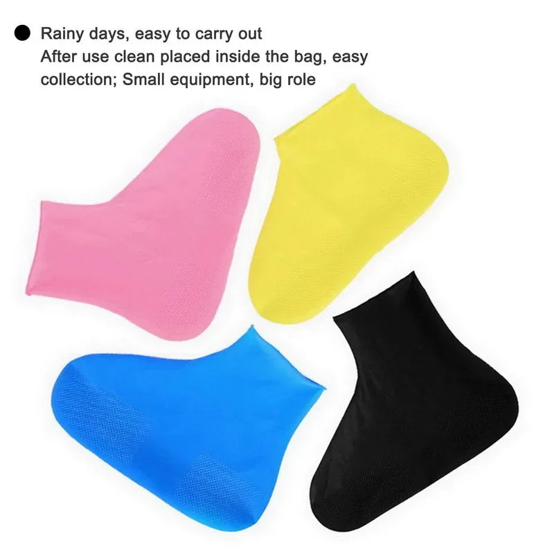 2pcs Waterproof Non-slip Silicone Shoe High Elastic Wear-resistant Unisex Rain Boots for Outdoor Rainy Day Reusable Shoe Cover