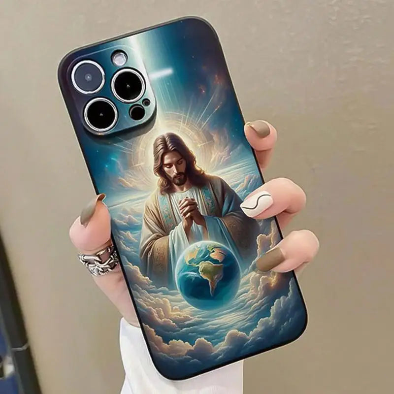 Jesus Pattern Phone Case, Anti-drop Cellphone Protective Case Mobile Phone Cover for IPhone 16 Pro Max 15 Pro 14Plus 13 12 11