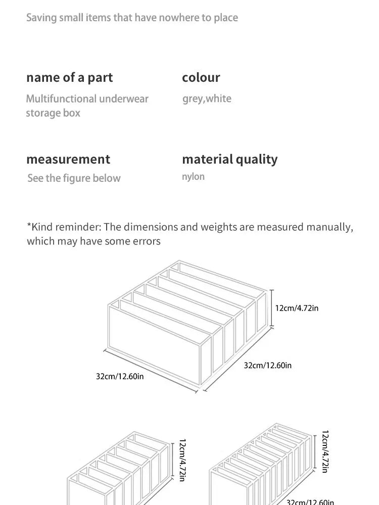 6/7/11 Foldable Underwear Underwear Socks Organizer With Dividers Clothes Storage Box Breathable Mesh Bag For Wardrobe