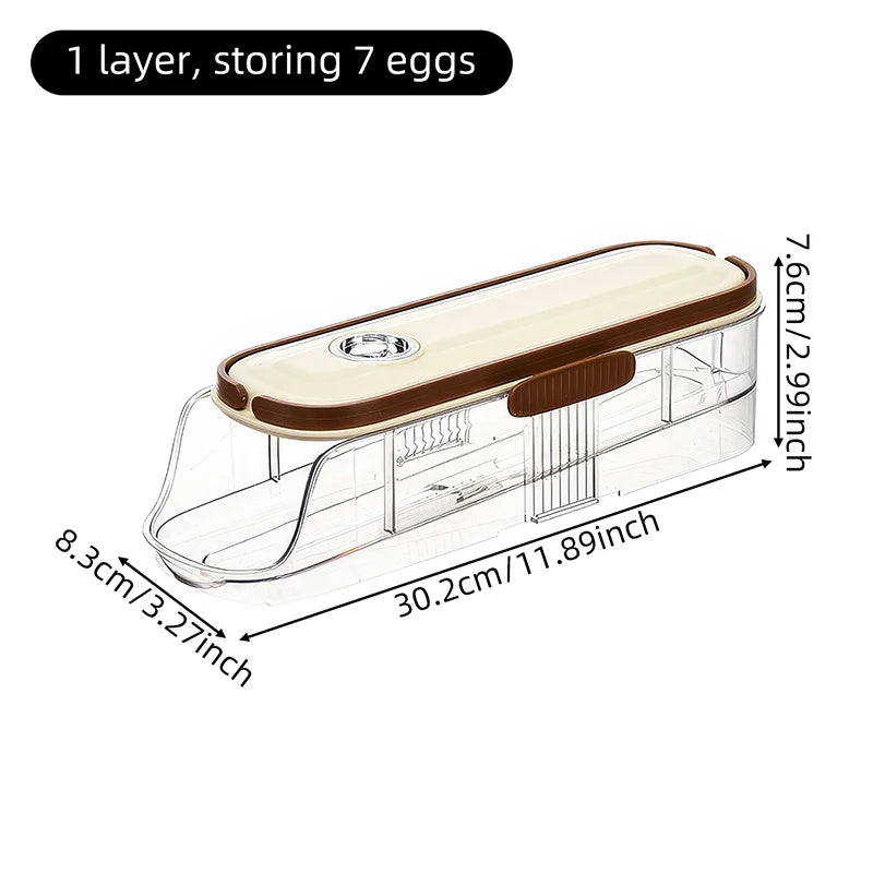 1pc egg storage box, automatic rolling refrigerator egg rack storage, hand-held egg refrigerator side door storagerack
