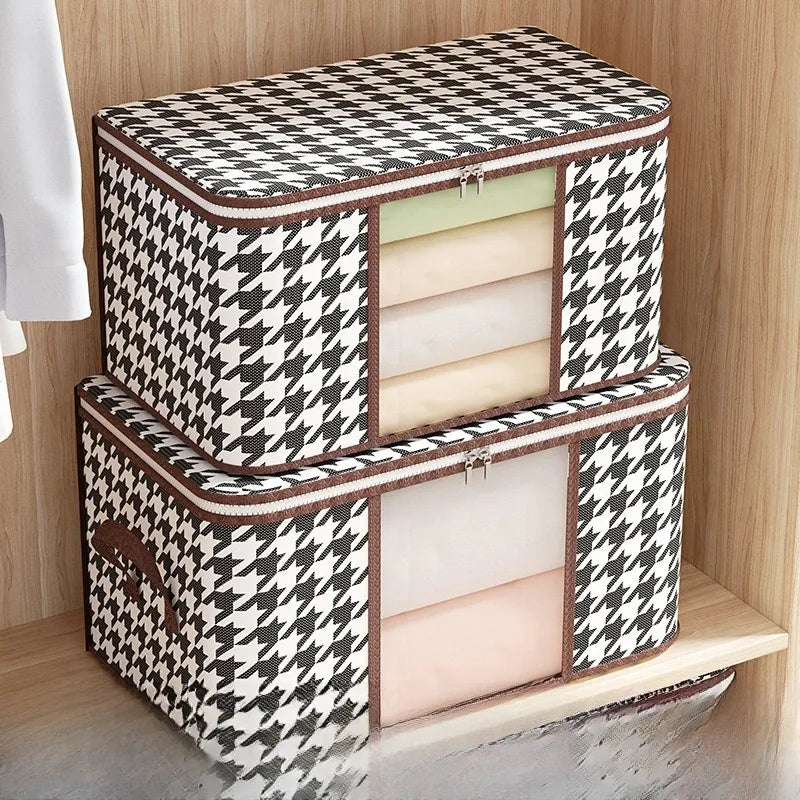 New style Houndstooth Storage Visual Portable Quilt Bag Multifunctional Dustproof Home Moving Packing and Organizing Storage Box