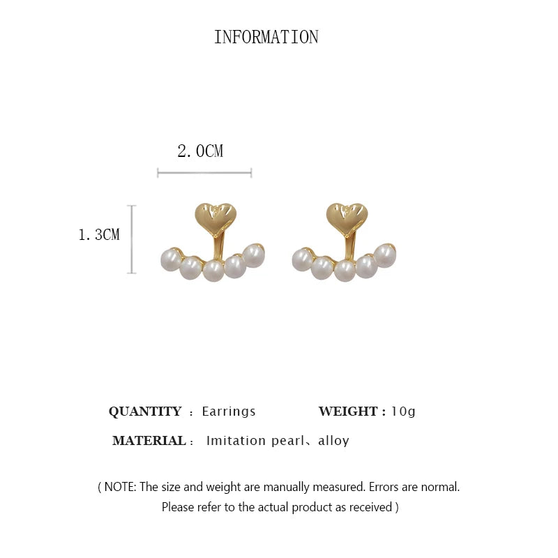 Light Luxury Imitation Pearl Stud Earrings Sweet Heart-shaped Ear Stud For Women Fashion Party Wedding Brid Jewelry Gift K