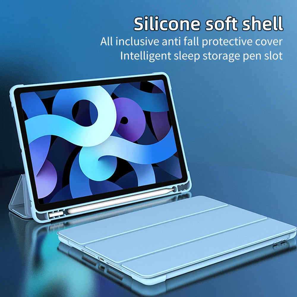 For iPad 10th Gen Case 3 fold Fall prevention Cover for Air 4 5 6 10.9in 11in 13in For Air 2 9.7 Pro 11 12.9 13 Mini 6 7 Case