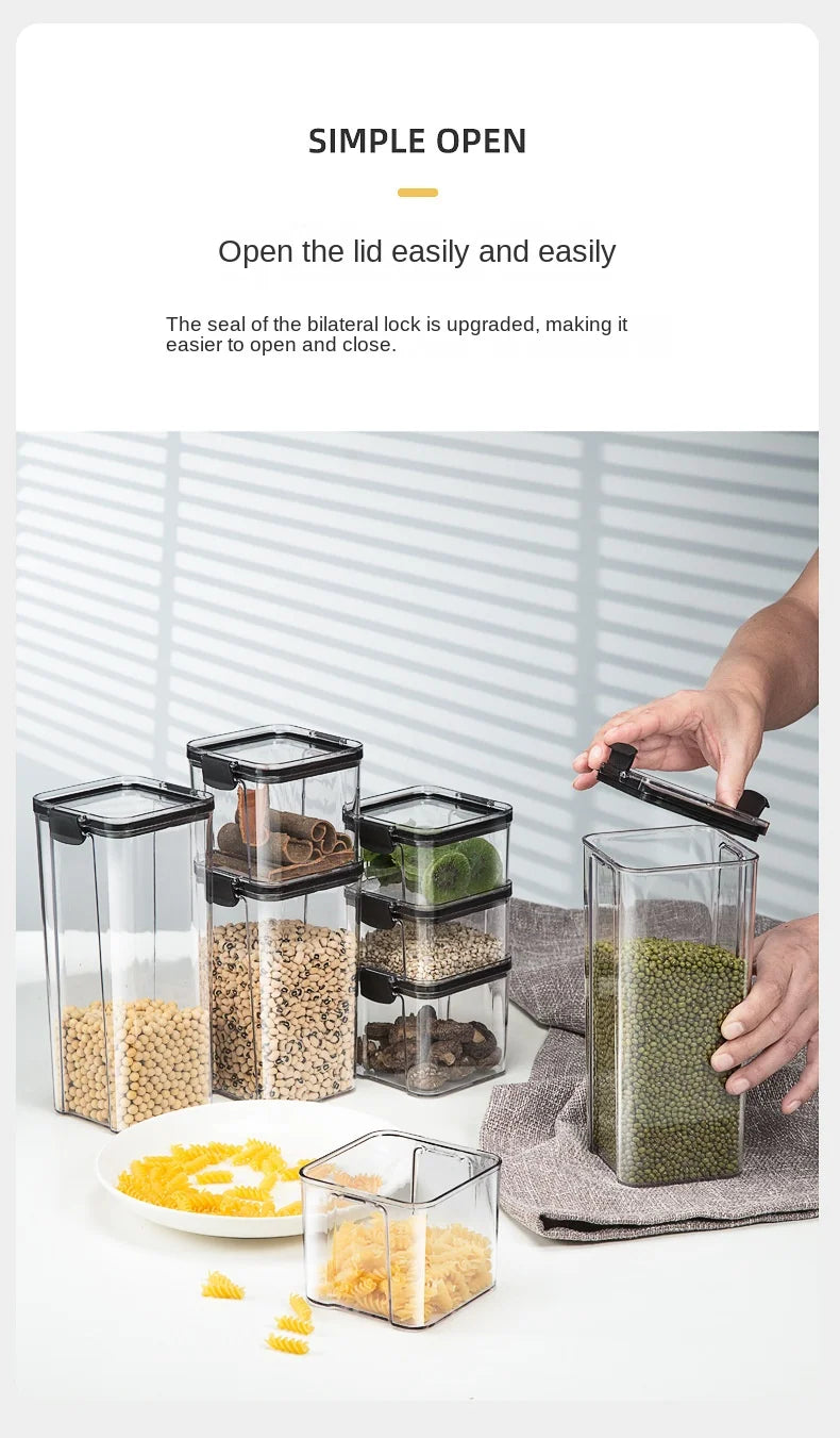 1-4PCS Sealed Jars Kitchen Organizer Grain Storage Boxes Large Capacity Sealed Container Seasoning Jars Set Fresh-keeping Tank