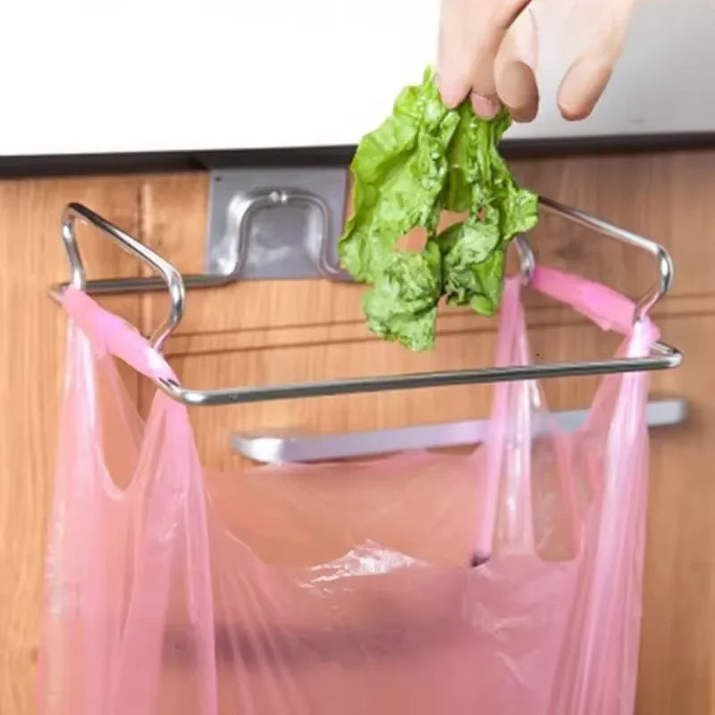 Multi-Purpose Cabinet Door Trash Bag Holder | Space-Saving Garbage Storage Organizer for Kitchen/Pantry/Closet | Adjustable Wast