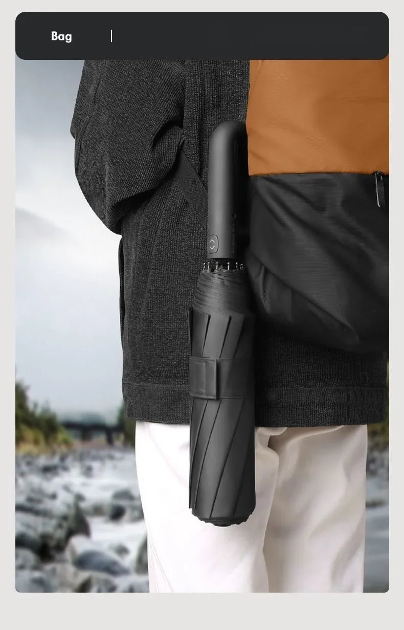 Automatic Umbrella for Men Women Fully Automatic Folding Large Rib Strong Sunshade Double Umbrella with Ring Buckle Design