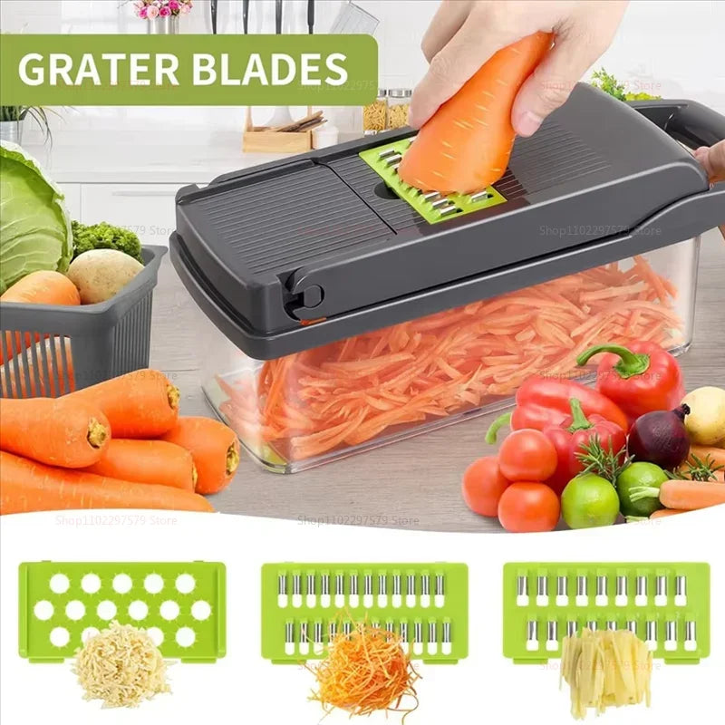Multifunctional Portable Kitchen Chopper Vegetable Shredder Slicer, Potato Carrot Grater, Fruit Veggie Home Food Processor