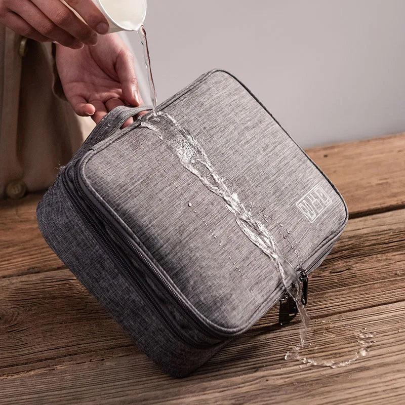 Three Layer Digital Storage Bag Multi-functional Cable Storage Box Portable Waterproof Travel Case for Data Mobile Power Bank