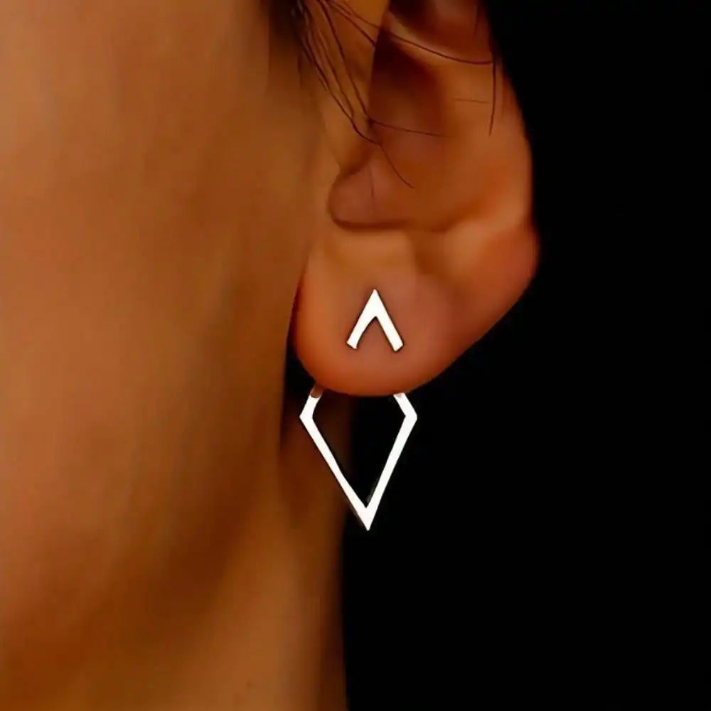 Retro Minimalist Geometric Square Detachable Triangles Stud Earrings for Women Fashion Jewelry Accessories Party Gifts