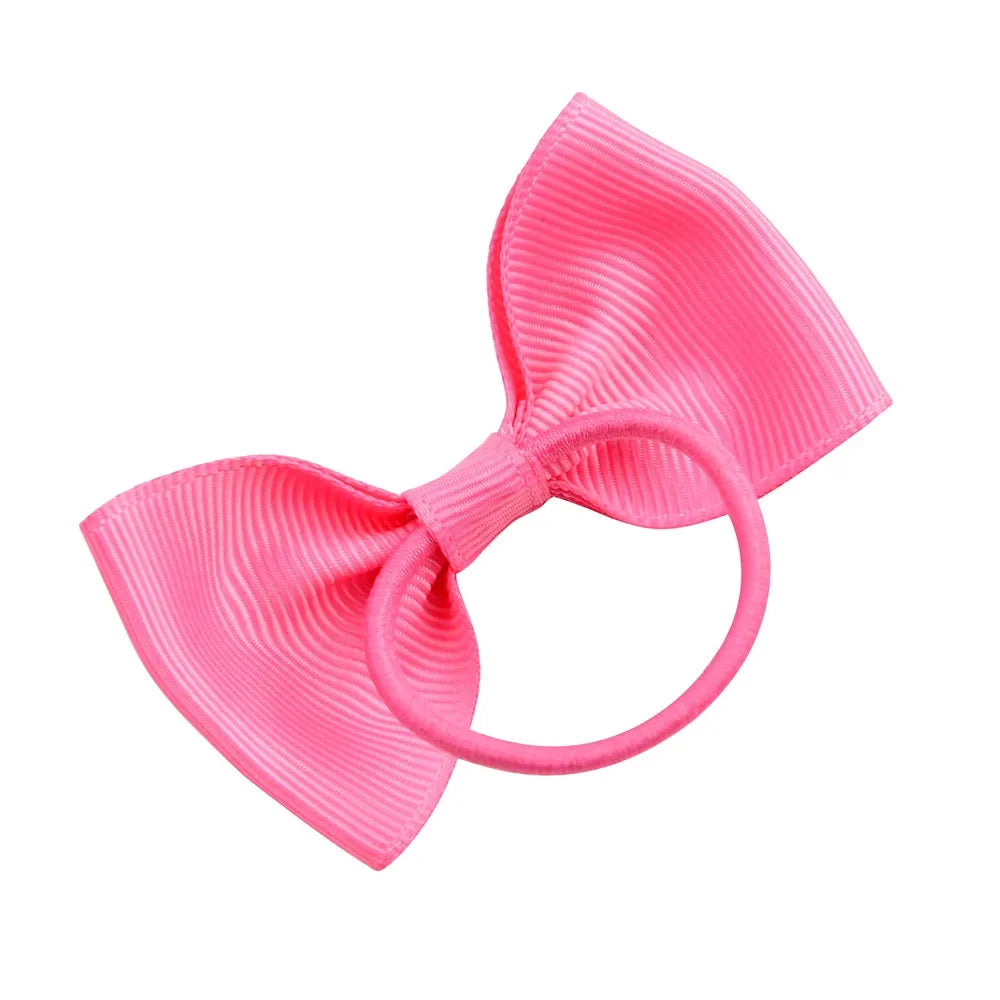 2.75 Inch Small Ribbon Bows With Elastic Hair Bands For Kids Girls Ponytail Solid Color Bowknot Hair Ropes Ties Hair Accessories