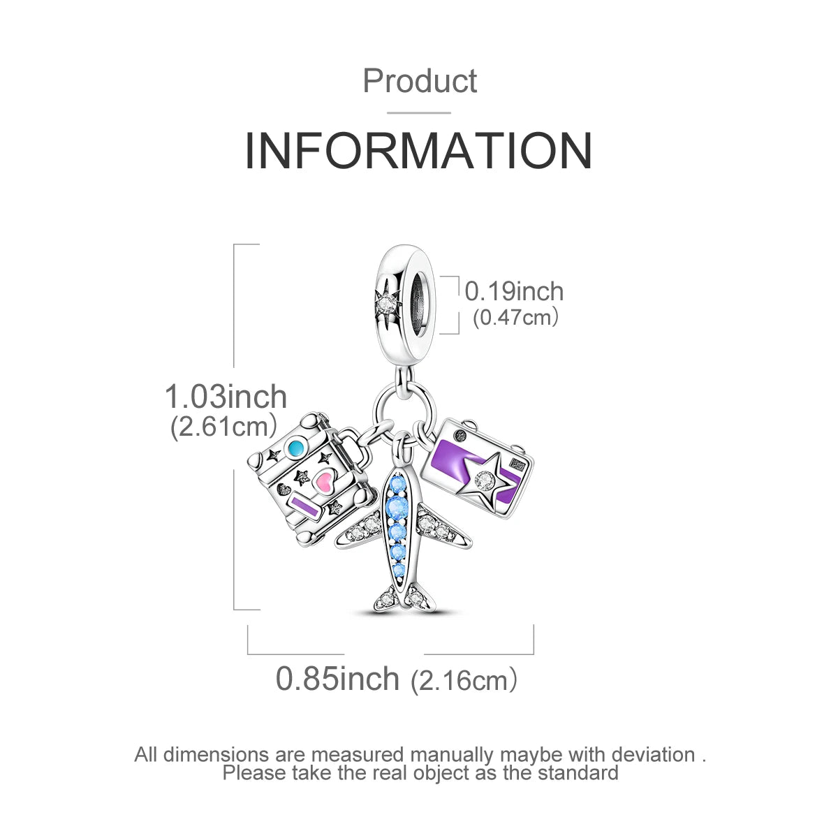 Travel Charm 925 Silver Plane Paris Tower Pendant Fit Bracelet Beads Making Woman Fashion Jewelry