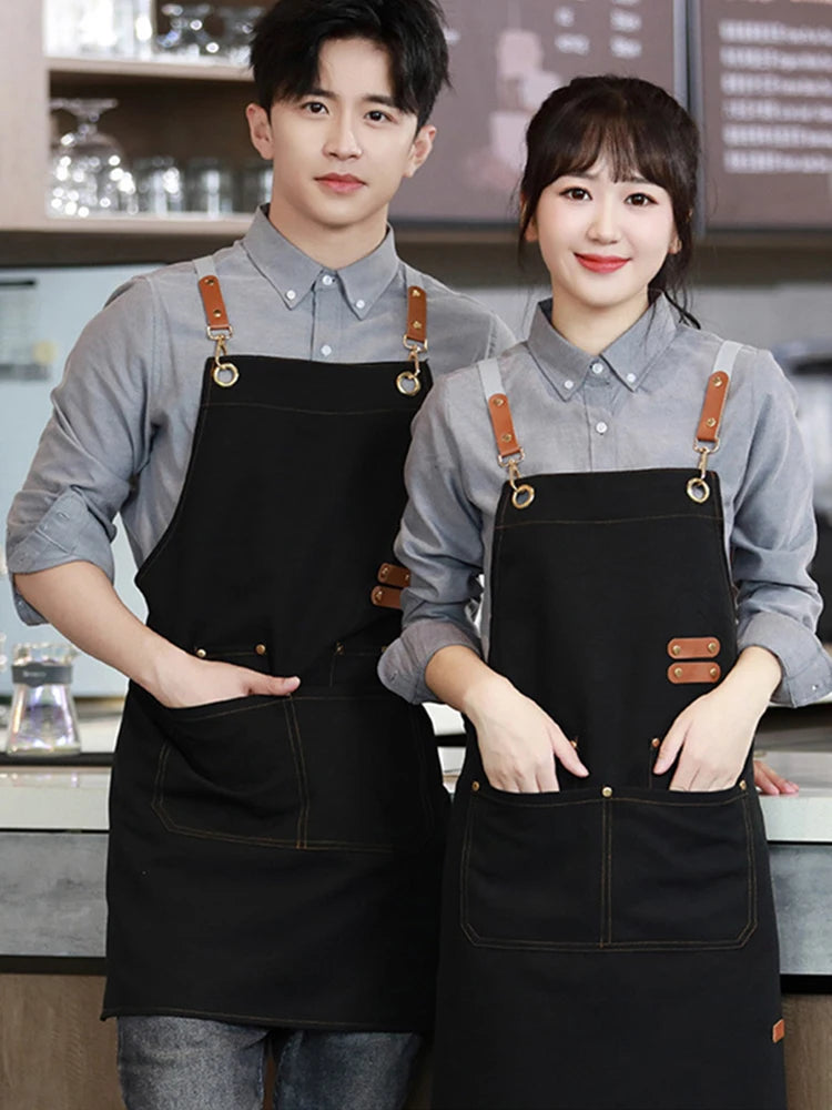 Home Canvas Apron Custom Catering Milk Tea Shop Flower Shop Supermarket Cake Shop Special Work Clothes
