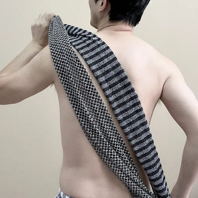 Ultra-Long Exfoliating Back Towel Antibacterial with Silver Ions Multifunctional Shower Bath Towel for Rich Foam