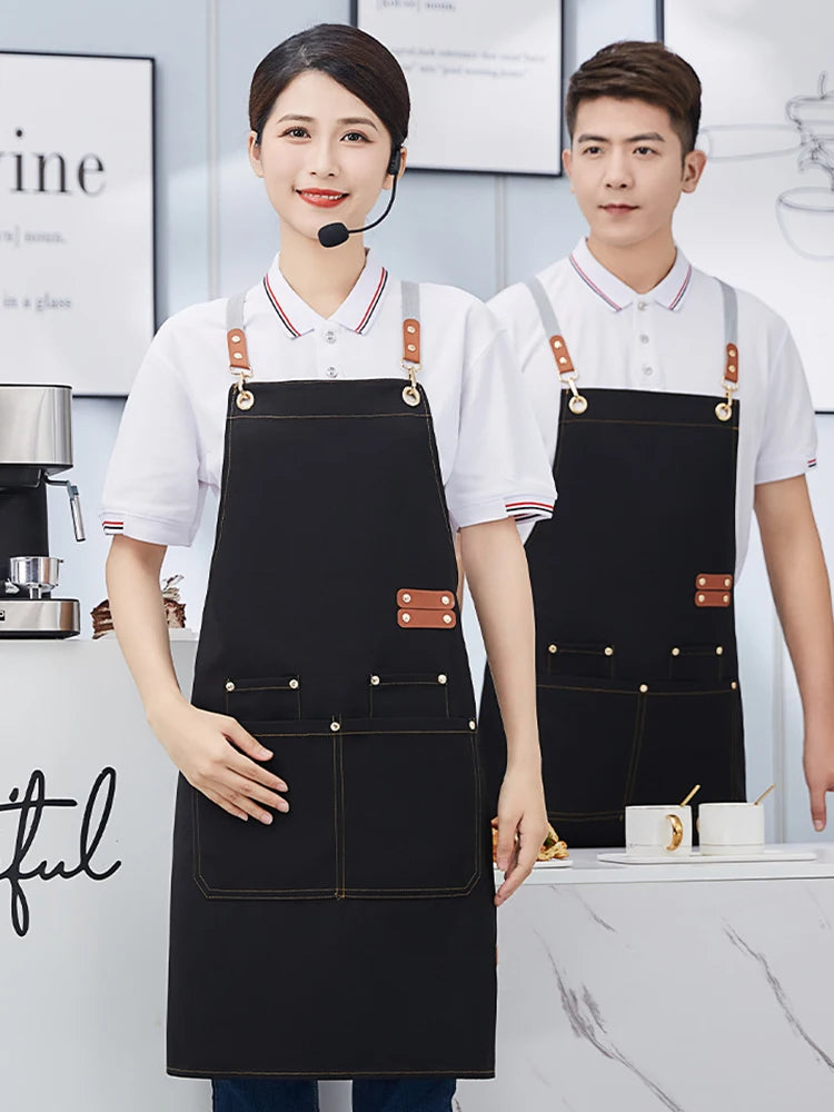 Home Canvas Apron Custom Catering Milk Tea Shop Flower Shop Supermarket Cake Shop Special Work Clothes