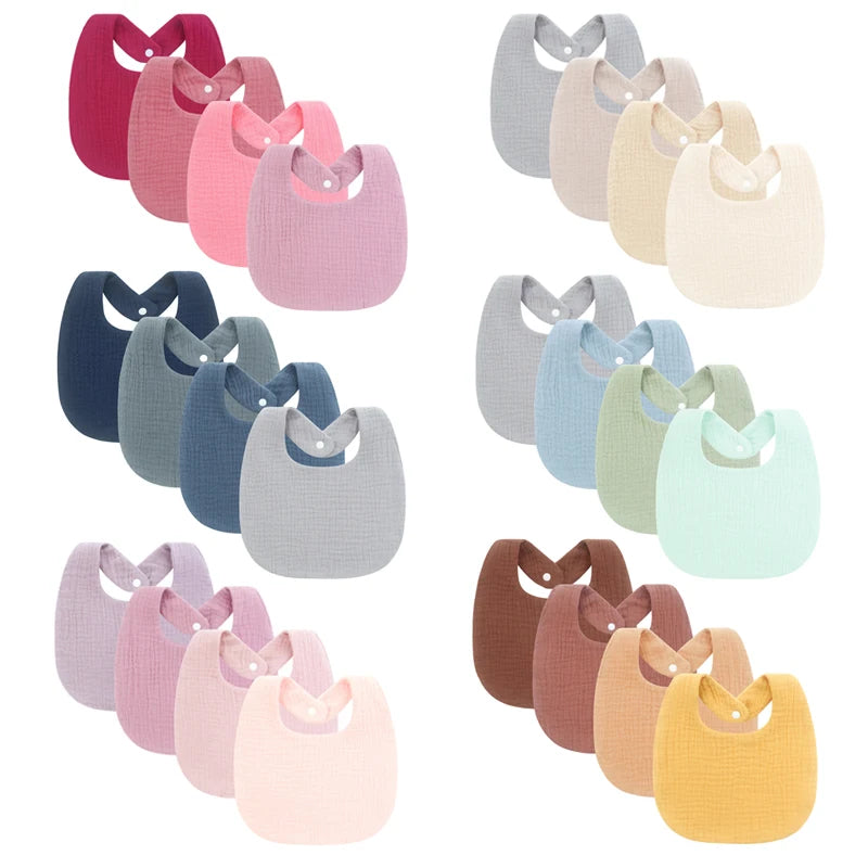 4Pcs Muslin Baby Bibs Burp Clothes Soft Cotton Kids Apron Infant Saliva Towels Toddler Accessories Baby Bibs Set Newborn Gift