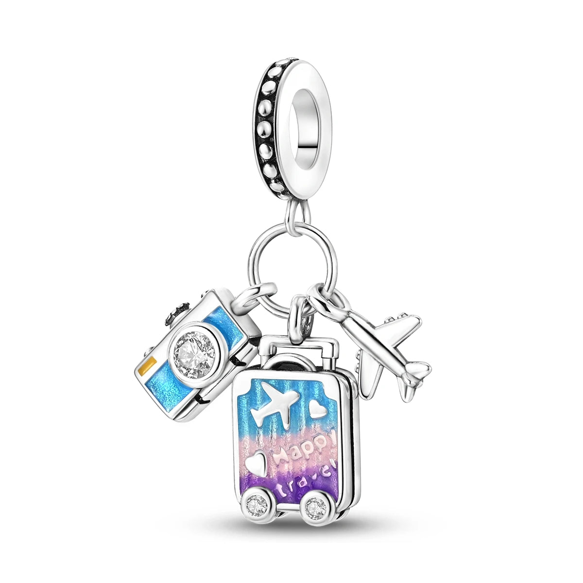 Travel Charm 925 Silver Plane Paris Tower Pendant Fit Bracelet Beads Making Woman Fashion Jewelry