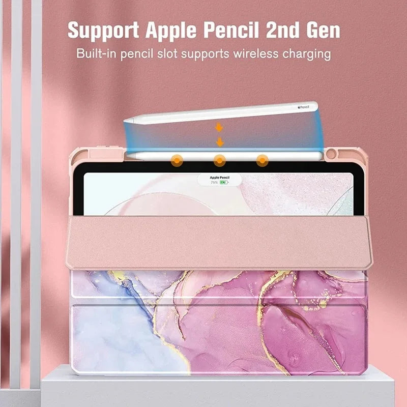 Smart PU Case for iPad Air 4th 5th iPad 10th 10.9 Funda iPad Pro air 12th 11th 11" 7th 8th 9th 10.2 2 9.7 10.5 Transparent Cover